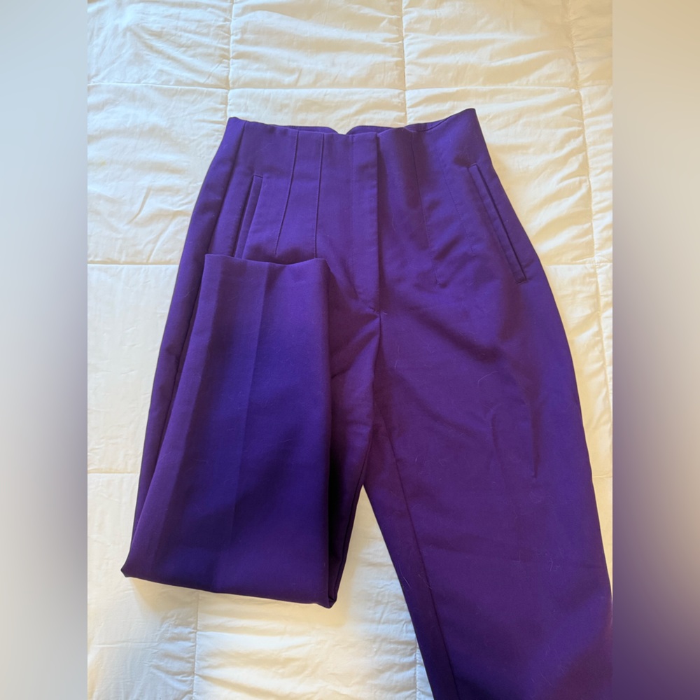 Purple High-Waisted Trousers Zara
